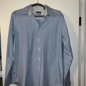Van Heusen Men's Navy Checkered Button Down Shirt
